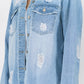 American Bazi Distressed Frayed Hem Denim Jacket