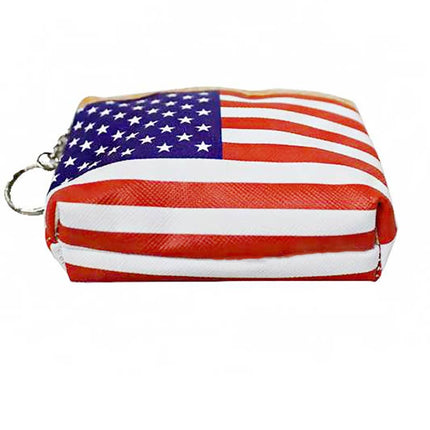 American Flag Print Textured PU Leather Coin Bag