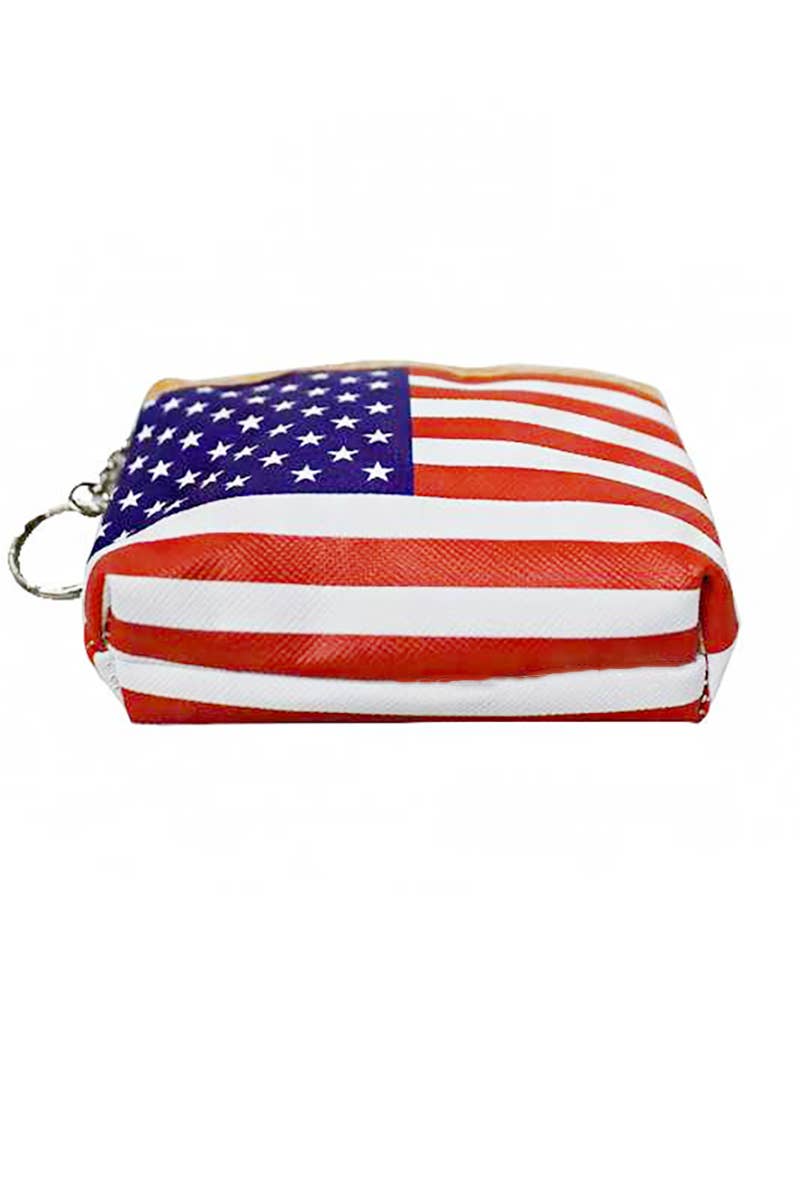 American Flag Print Textured PU Leather Coin Bag