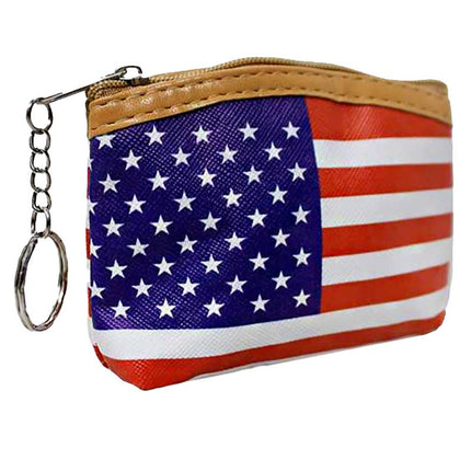 American Flag Print Textured PU Leather Coin Bag