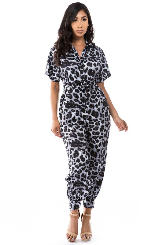 BLACK LEOPARD PRINT JUMPSUIT