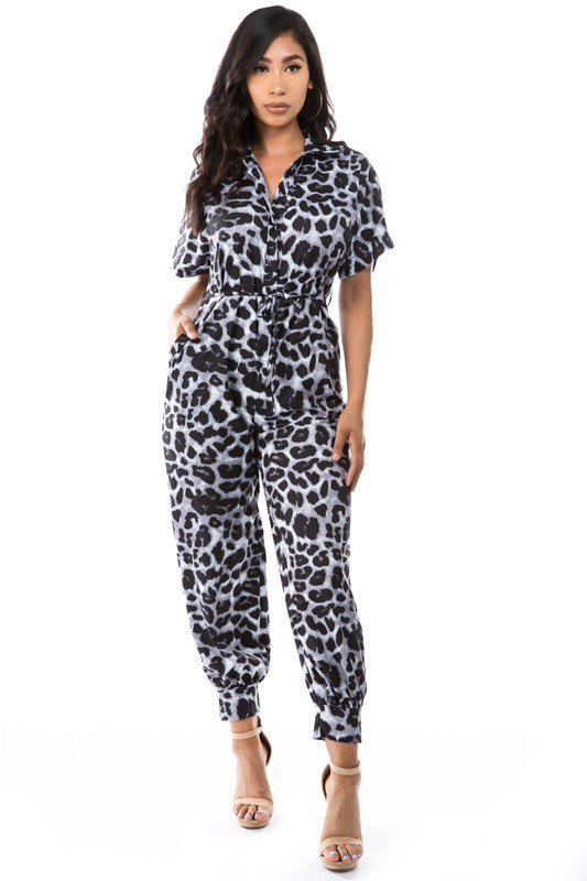 BLACK LEOPARD PRINT JUMPSUIT