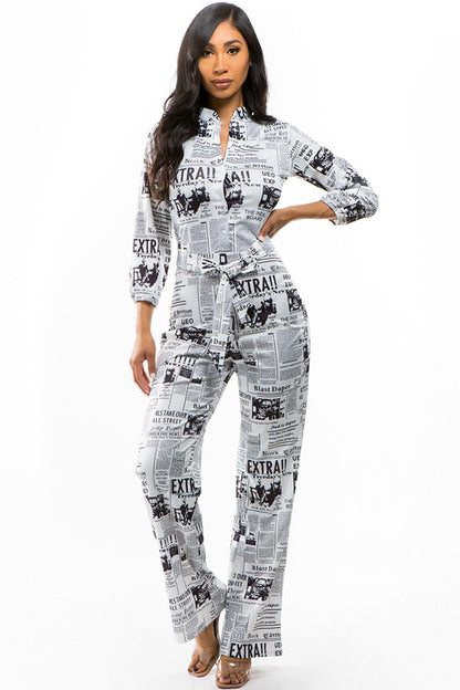 SEXY NEWS PRINT JUMPSUIT