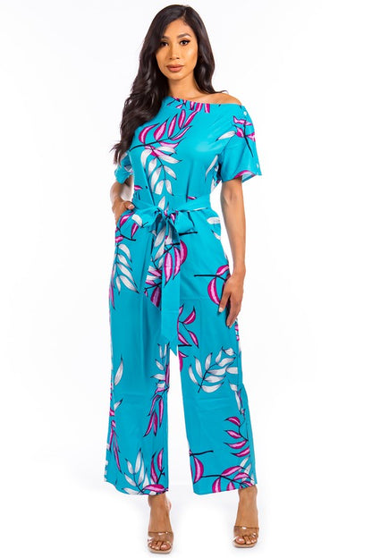 SEXY BLUE FLORAL JUMPSUIT