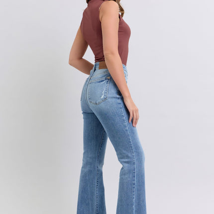 Judy Blue Full Size Raw Hem High Rise Bootcut Jeans