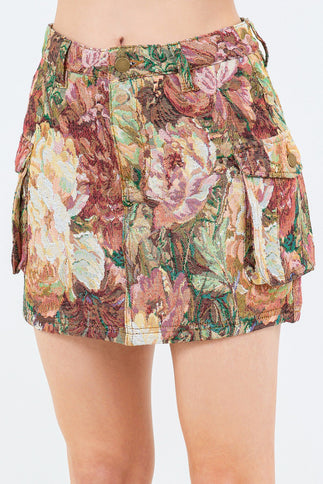 American Bazi Jacquard Weave Cargo Pocket Skirt