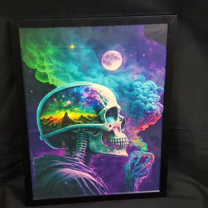 Framed canvas print colorful skull photo