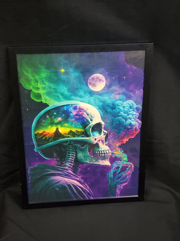 Framed canvas print colorful skull photo