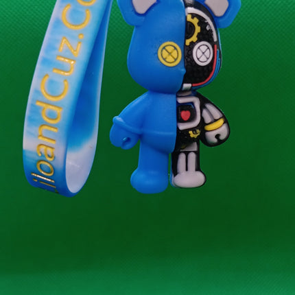 Blue robot bear keychain