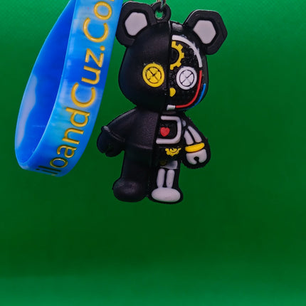 Black robot bear keychain