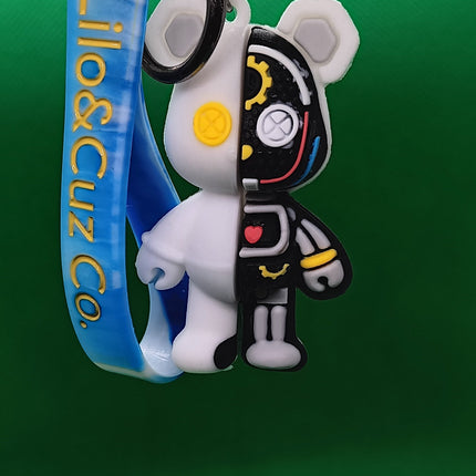 White robot bear keychain