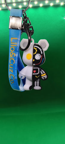 White robot bear keychain