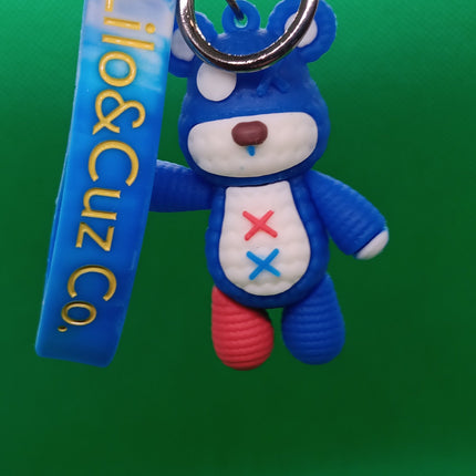 Cute blue handicap bear keychain