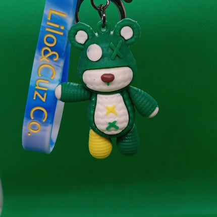 Cute green handicap bear keychain