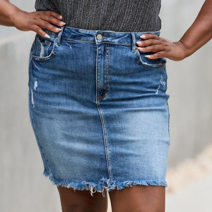 RISEN Amelia Full Size Denim Mini Skirt