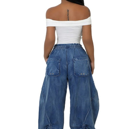 WOMEN FAHION HAREM STYLE DENIM PANTS