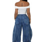 WOMEN FAHION HAREM STYLE DENIM PANTS