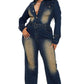 WOMEN DENIM SEXY JUMPSUIT