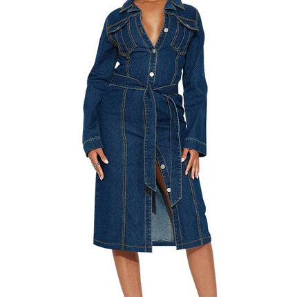 WOMEN FASHION DENIM LONG MAXI DRESS