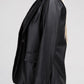 Sleek Pu Leather Blazer with Front Closure