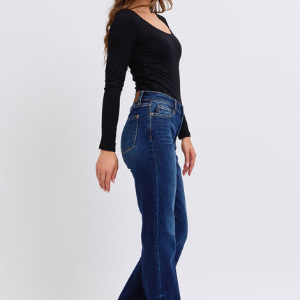 Judy Blue Full Size Raw Hem Straight Leg Jeans