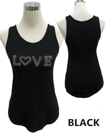 LOVE SPORTS YOGA RHINESTONE TANK TOP