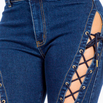 American Bazi High Rise Lace Up Jeans