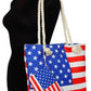 American Flag Seamless Tote Bag with Mini Pouch