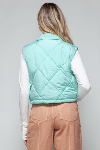 Snobbish Snap Down Quilted Crop Vest