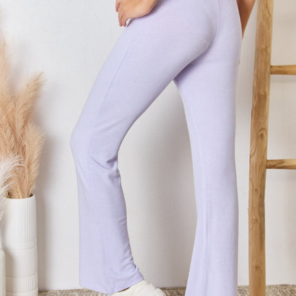 RISEN Full Size High Waist Ultra Soft Knit Flare Pants