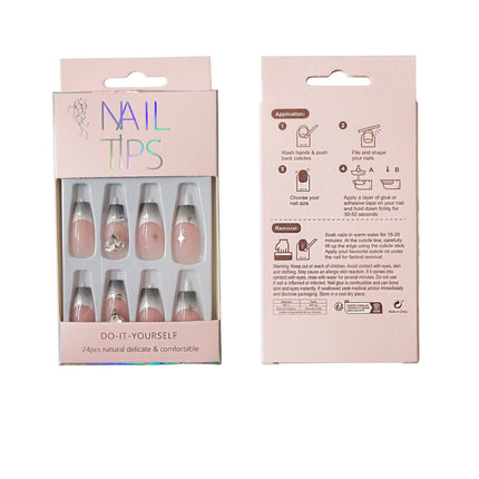 RHINESTONE DECOR BALLERINA FAKE NAIL SET