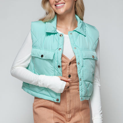 Snobbish Snap Down Quilted Crop Vest