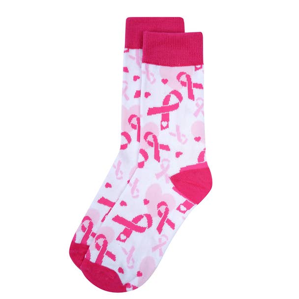 Women's Breast Cancer Ribbon Novelty Sock