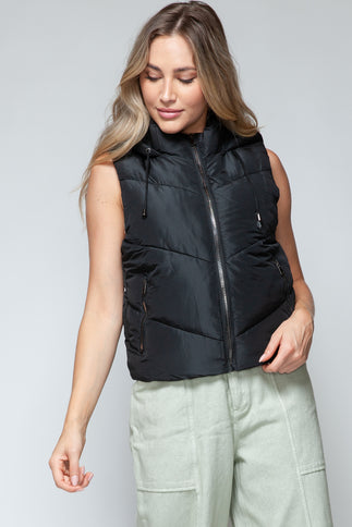 Snobbish Zip Up Quilted Hooded Vest