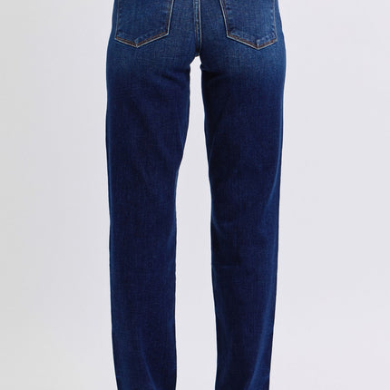 Judy Blue Full Size Raw Hem Straight Leg Jeans