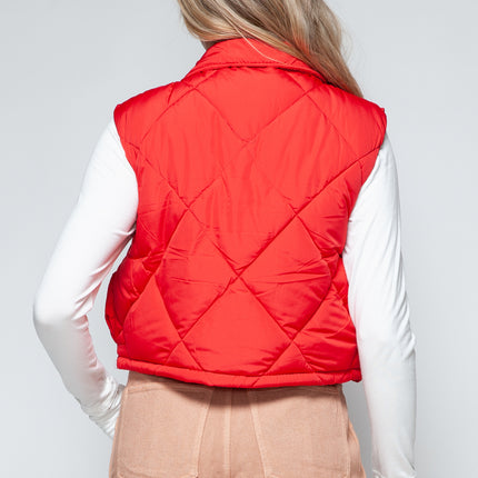 Snobbish Snap Down Quilted Crop Vest