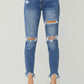 RISEN Distressed Frayed Hem Slim Jeans