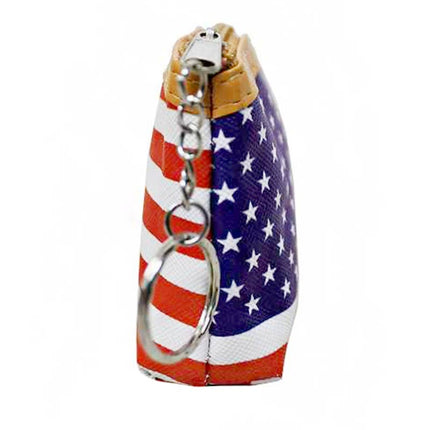 American Flag Print Textured PU Leather Coin Bag