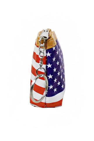 American Flag Print Textured PU Leather Coin Bag