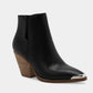 Beast Fashion Pointed Metal-Tip Toe Block Heel Ankle Boots