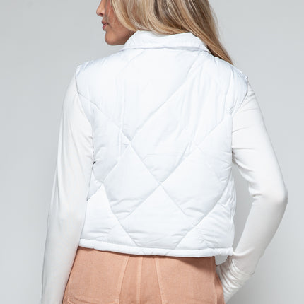 Snobbish Snap Down Quilted Crop Vest