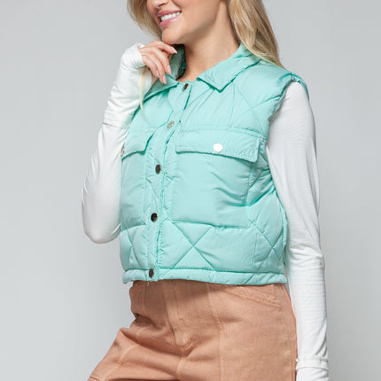 Snobbish Snap Down Quilted Crop Vest