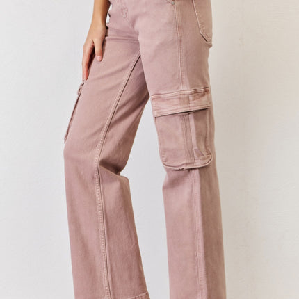 RISEN Full Size High Rise Cargo Wide Leg Jeans