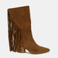 Beast Fashion Suede Fringe Point Toe Boots