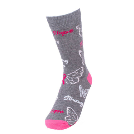 Women's Breast Cancer Awareness Butterfly Novelty Socks