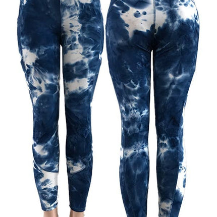 WHITE/BLUE SPORTS YOGA LEGGINGS