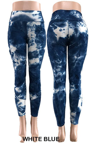 WHITE/BLUE SPORTS YOGA LEGGINGS