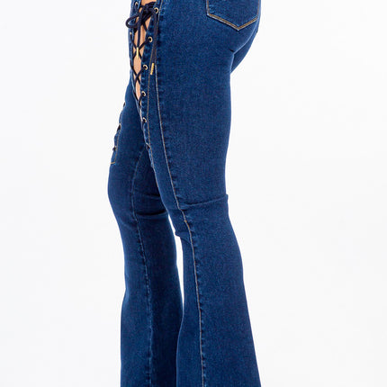 American Bazi High Rise Lace Up Jeans