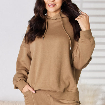 RISEN Drawstring Drop Shoulder Long Sleeve Hoodie