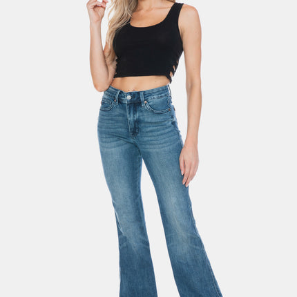 Judy Blue Full Size Tummy Control Cut Hem Flare Jeans